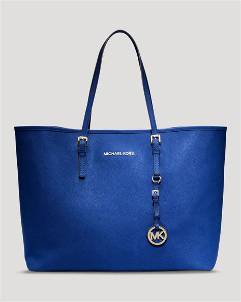 michael kors jet set travel blue tote bag|Michael Kors jet set silver.